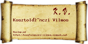Kosztolánczi Vilmos névjegykártya